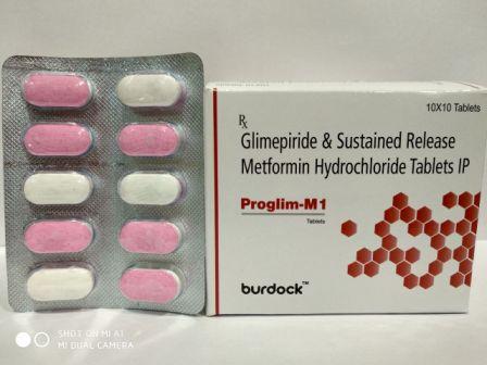 PROGLIM-M1 | GLIMEPIRIDE 1mg + METFORMIN 500 mg (SR) (Bilayered Tablet)